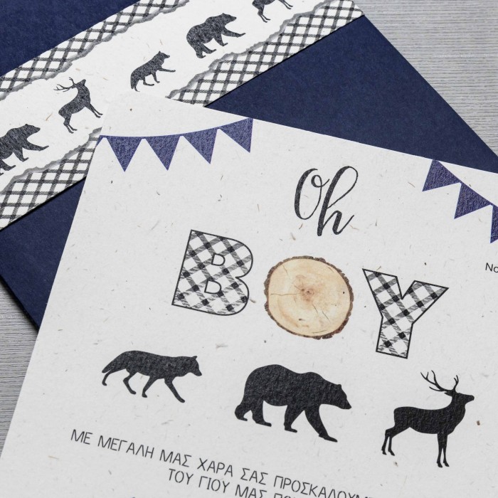 ΠΡΟΣΚΛΗΤΗΡΙΟ ΒΑΠΤΙΣΗΣ ΜΕ ΖΩΑΚΙΑ ΣΕ ΦΑΚΕΛΟ ΜΠΛΕ ΜΠΙ-5481