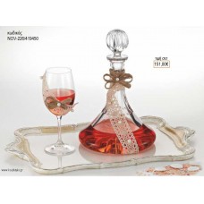 ΣΕΤ ΓΑΜΟΥ ΚΑΡΑΦΑ ΚΑΙ 3 ΠΟΤΗΡΙΑ ΔΙΣΚΟΣ ΜΕ ΣΧΕΔΙΟ ΚΟΡΔΕΛΑ ΔΑΝΤΕΛΑ ΚΑΙ ΛΙΝΑΤΣΑ NOV-226/419450 151.00€!!!