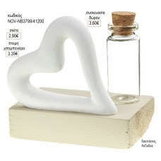 ΚΑΡΔΙΑ ΚΕΡΑΜΙΚΗ ΓΥΑΛΙΝΟ ΜΠΟΥΚΑΛΑΚΙ ΣΕ ΞΥΛΙΝΗ ΒΑΣΗ για μπομπονιέρες γούρι δώρο NOV-ΝΒ3799/41200 2.90€!!!