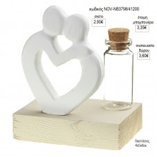 ΖΕΥΓΑΡΙ ΜΕ ΚΑΡΔΙΑ ΚΕΡΑΜΙΚΟ ΜΠΟΥΚΑΛΑΚΙ ΓΥΑΛΙΝΟ ΣΕ ΞΥΛΙΝΗ ΒΑΣΗ για μπομπονιέρες γούρι δώρο NOV-ΝΒ3798/41200 2.90€!!!