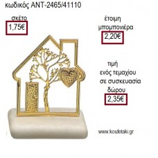 ΣΠΙΤΙ ΜΕΤΑΛΛΙΚΟ ΕΠΙΧΡΥΣΟ ΠΑΝΩ ΣΕ ΒΟΤΣΑΛΟ για γούρι ΑΝΤ-2465/41110 2.35€!!!