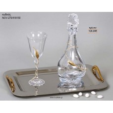 ΣΕΤ ΓΑΜΟΥ ΚΑΡΑΦΑ ΚΑΙ ΠΟΤΗΡΙ ΔΙΣΚΟΣ ΜΕ ΣΧΕΔΙΟ ΦΥΛΛΟ ΧΡΥΣΟ NOV-270/418150 126.00€!!!