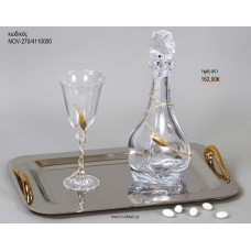 ΣΕΤ ΓΑΜΟΥ ΚΑΡΑΦΑ ΚΑΙ 3 ΠΟΤΗΡΙΑ ΔΙΣΚΟΣ ΜΕ ΣΧΕΔΙΟ ΦΥΛΛΟ ΧΡΥΣΟ NOV-270/4110000 162.00€!!!