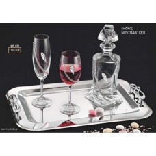 ΣΕΤ ΓΑΜΟΥ ΚΑΡΑΦΑ ΚΑΙ 3 ΠΟΤΗΡΙΑ ΔΙΣΚΟΣ ΜΕ ΣΧΕΔΙΟ ΦΥΛΛΟ ΑΣΗΜΙ NOV-144/417300 110.00€!!!