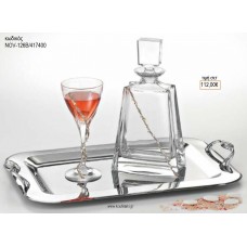 ΣΕΤ ΓΑΜΟΥ ΚΑΡΑΦΑ ΚΑΙ ΠΟΤΗΡΙ ΔΙΣΚΟΣ ΜΕ ΣΧΕΔΙΟ ΣΤΡΙΦΤΗ ΒΕΡΓΑ ΜΕ ΣΤΡΑΣ NOV-126Β/417400 112.00€!!!