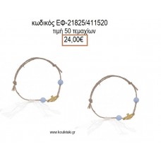 ΜΑΡΤΥΡΙΚΟ ΒΑΠΤΙΣΗΣ ΒΡΑΧΙΟΛΙ ΛΙΝΑΤΣΑ ΜΕ ΜΕΤΑΛΛΙΚΟ ΕΠΙΧΡΥΣΟ ΣΤΑΥΡΟ ΚΑΙ ΓΑΛΑΖΙΕΣ ΧΑΝΤΡΕΣ ΕΦ-21825/411520 24.00€!!!