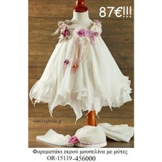 ΦΟΡΕΜΑΤΑΚΙ ΒΑΠΤΙΣΤΙΚΟ ΕΚΡΟΥ ΜΟΥΣΕΛΙΝΑ ΜΕ ΜΥΤΕΣ OR-15119-456000