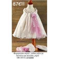 ΦΟΡΕΜΑΤΑΚΙ ΒΑΠΤΙΣΤΙΚΟ ΜΕ ΔΑΝΤΕΛΑ ΠΛΕΞΟΥΔΑ ΚΑΙ ΤΟΥΛΙΝΟ ΛΟΥΛΟΥΔΙ OR-18152-456000