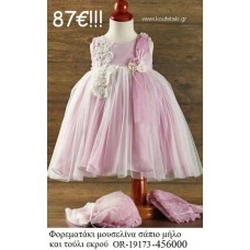 ΦΟΡΕΜΑΤΑΚΙ ΒΑΠΤΙΣΤΙΚΟ ΜΟΥΣΕΛΙΝΑ ΣΑΠΙΟ ΜΗΛΟ ΚΑΙ ΤΟΥΛΙ ΕΚΡΟΥ OR-19173-456000